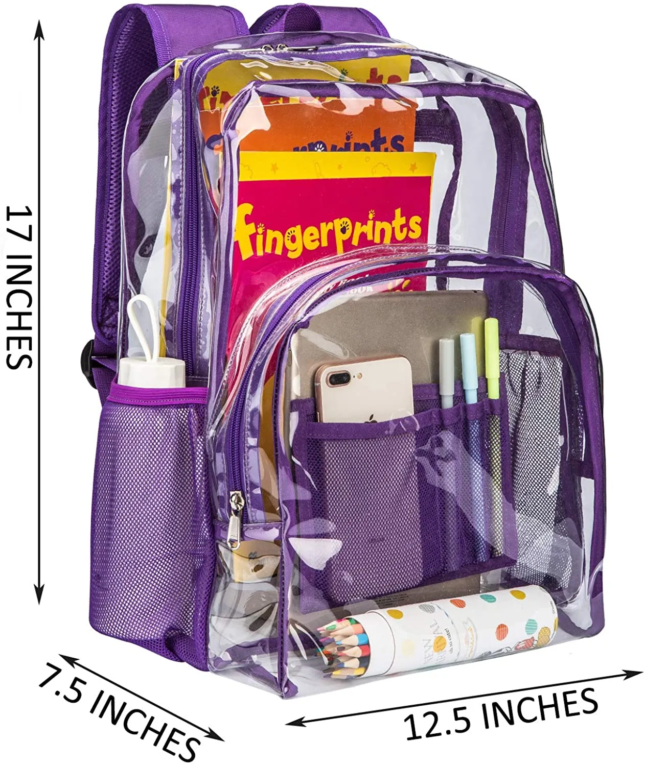 Classic Designs Purple Durable Heavy Duty Clear Backpack