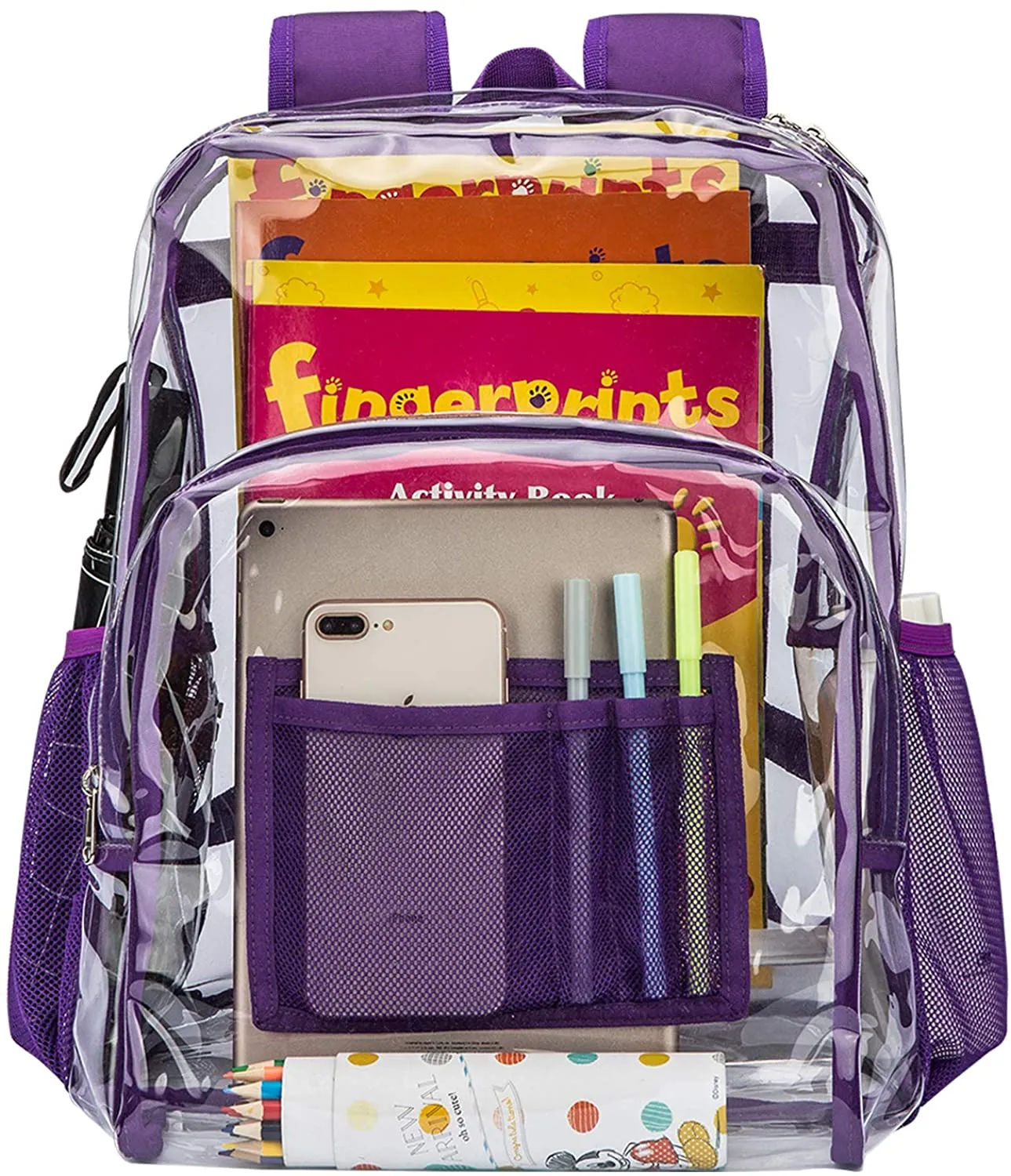 Classic Designs Purple Durable Heavy Duty Clear Backpack