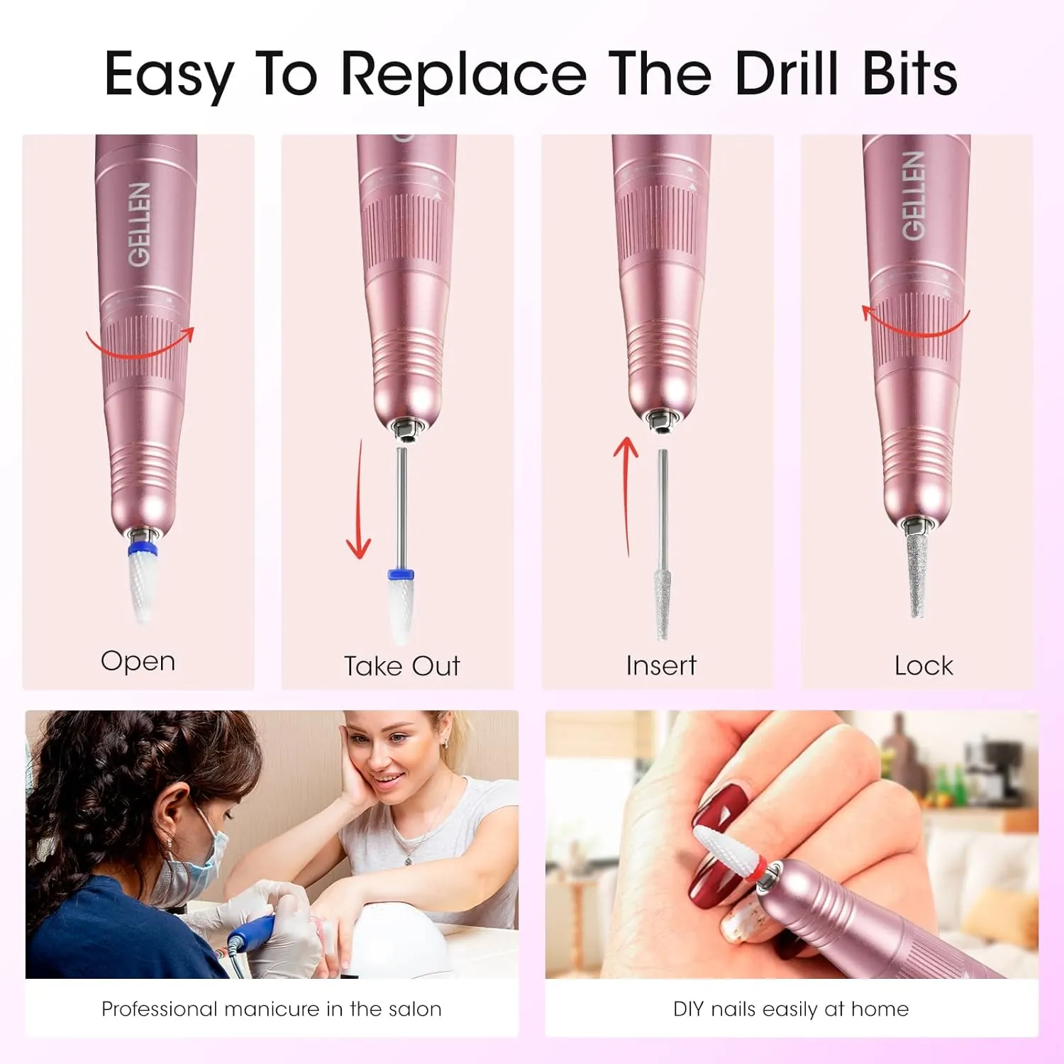 Cordless Nail Drill 35000rpm, Portable Professional Electric Nail Drill for Acrylic Gel Nails Manicure Tool Set