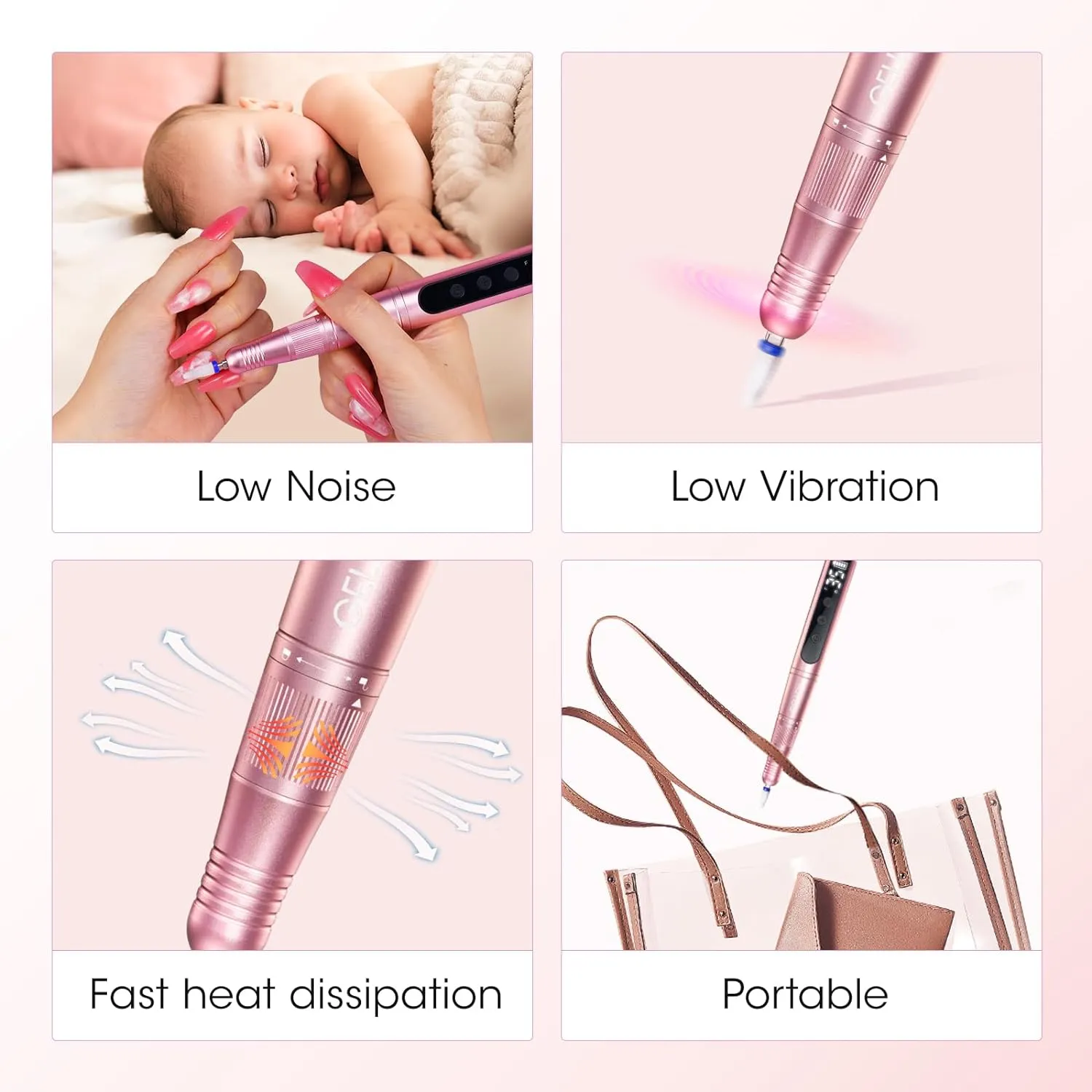 Cordless Nail Drill 35000rpm, Portable Professional Electric Nail Drill for Acrylic Gel Nails Manicure Tool Set