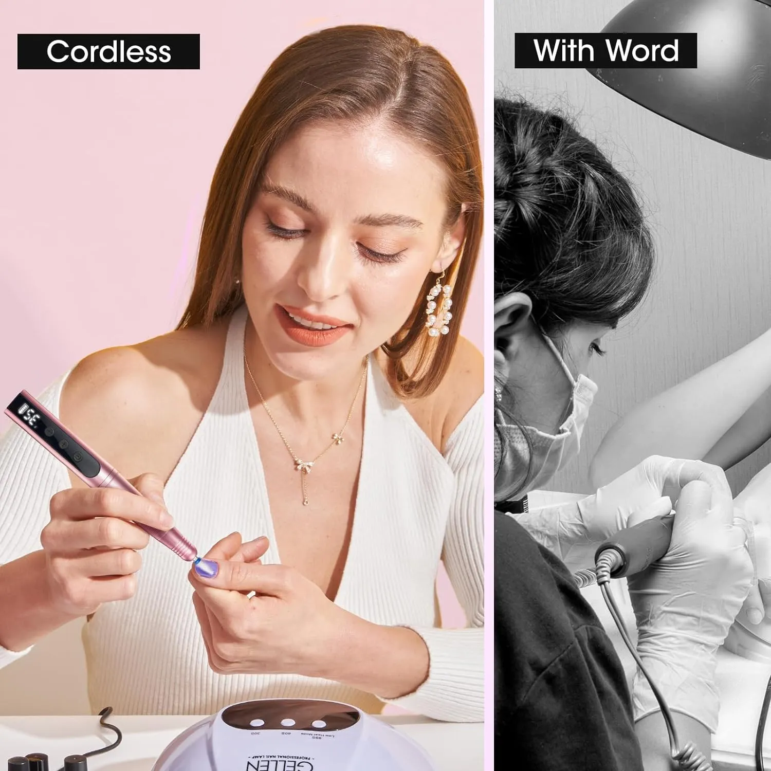 Cordless Nail Drill 35000rpm, Portable Professional Electric Nail Drill for Acrylic Gel Nails Manicure Tool Set