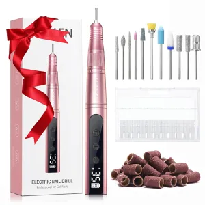 Cordless Nail Drill 35000rpm, Portable Professional Electric Nail Drill for Acrylic Gel Nails Manicure Tool Set
