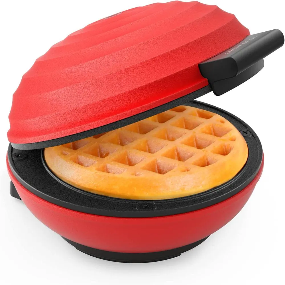 CROWNFUL Mini Waffle Maker Machine, 4 Inches Portable Small Compact Design, Non-Stick, Black