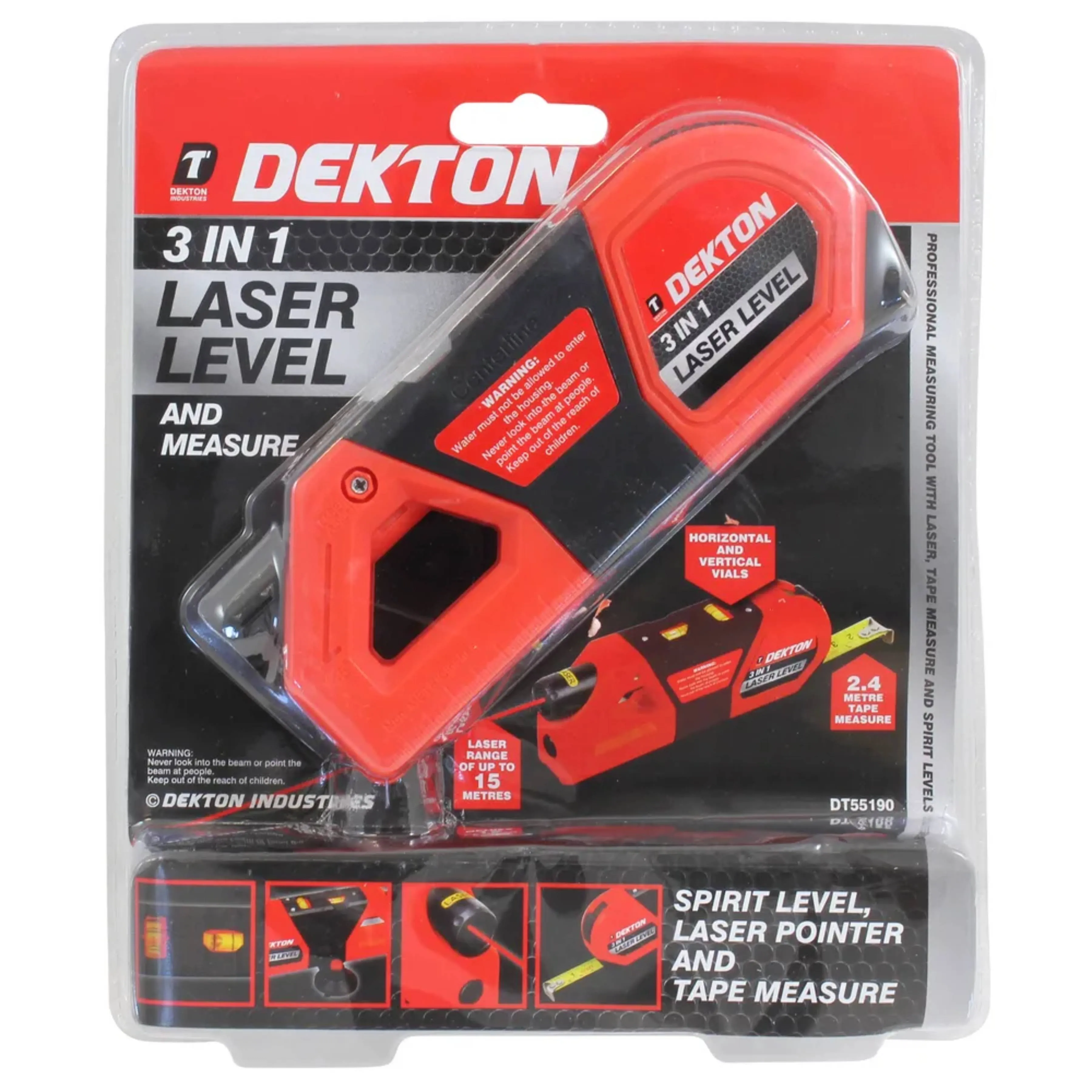 DEKTON 3-in-1 Laser Level with Measure