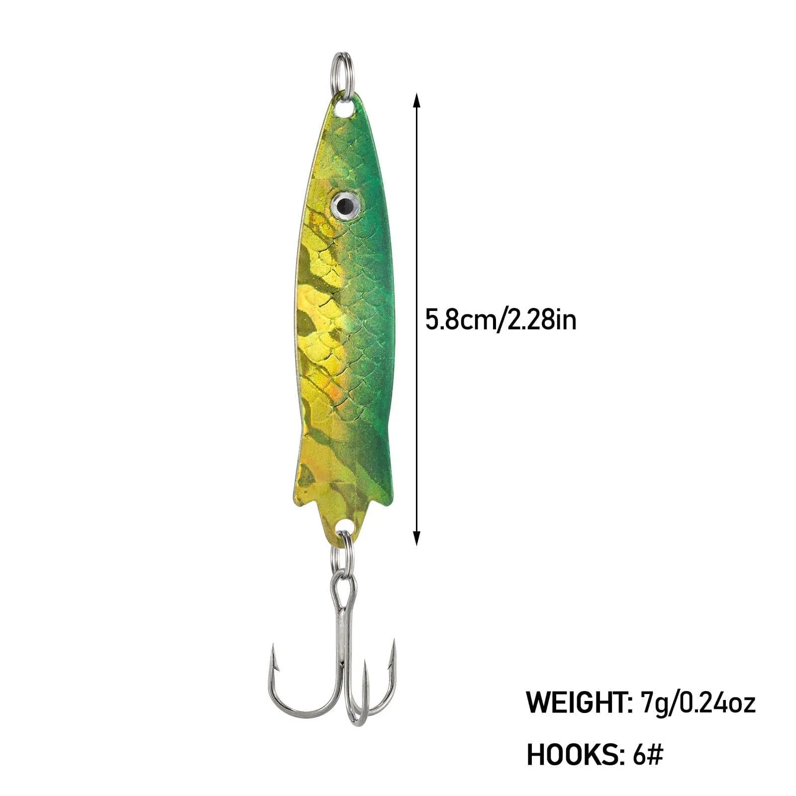 Dr.Fish 4pcs Spoons Fishing Spinners Lures 2.28'' 0.4oz