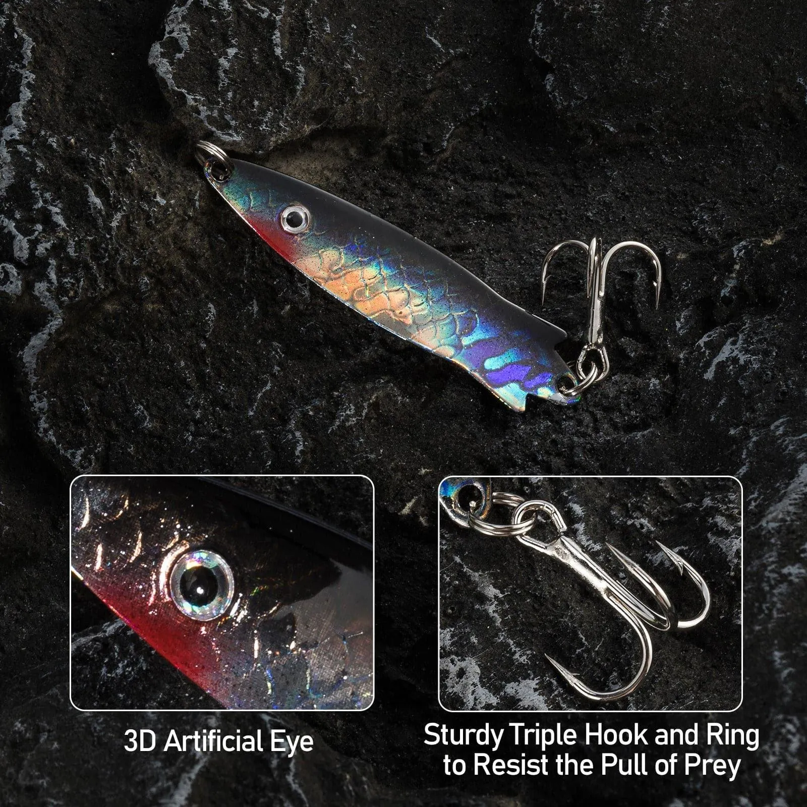 Dr.Fish 4pcs Spoons Fishing Spinners Lures 2.28'' 0.4oz
