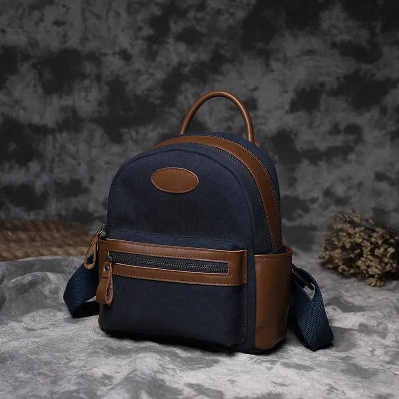 Durable Women's Vintage Canvas and Leather Backpack Rucksack Purse for Women