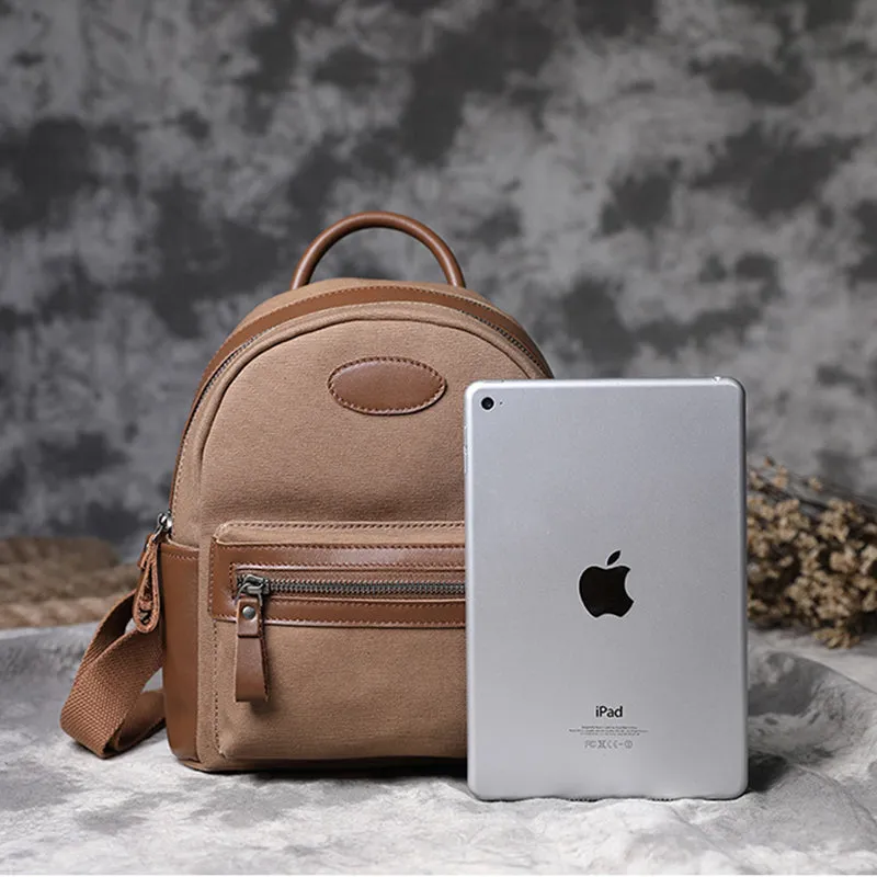 Durable Women's Vintage Canvas and Leather Backpack Rucksack Purse for Women