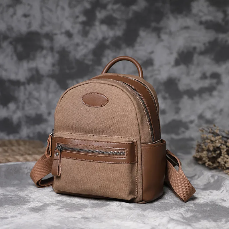 Durable Women's Vintage Canvas and Leather Backpack Rucksack Purse for Women