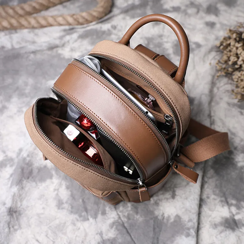 Durable Women's Vintage Canvas and Leather Backpack Rucksack Purse for Women
