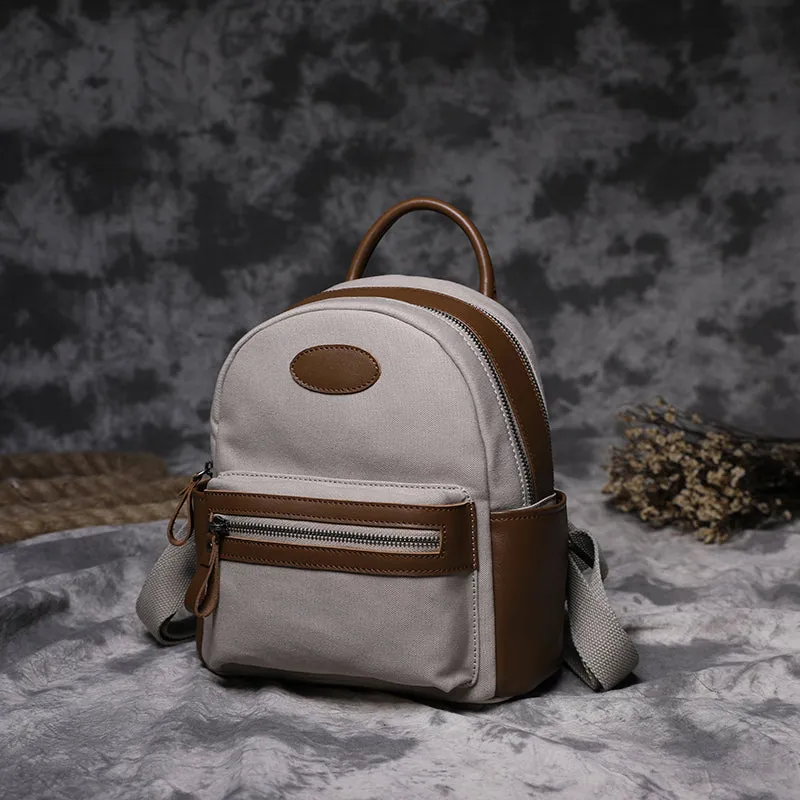 Durable Women's Vintage Canvas and Leather Backpack Rucksack Purse for Women
