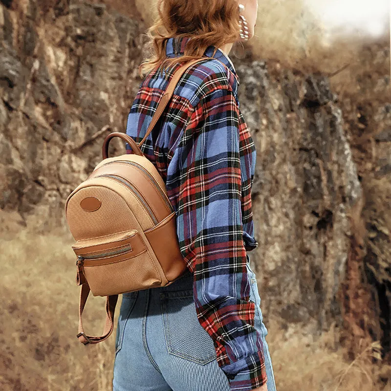 Durable Women's Vintage Canvas and Leather Backpack Rucksack Purse for Women