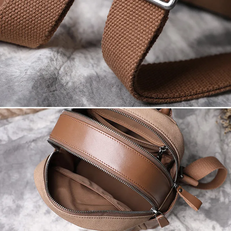 Durable Women's Vintage Canvas and Leather Backpack Rucksack Purse for Women