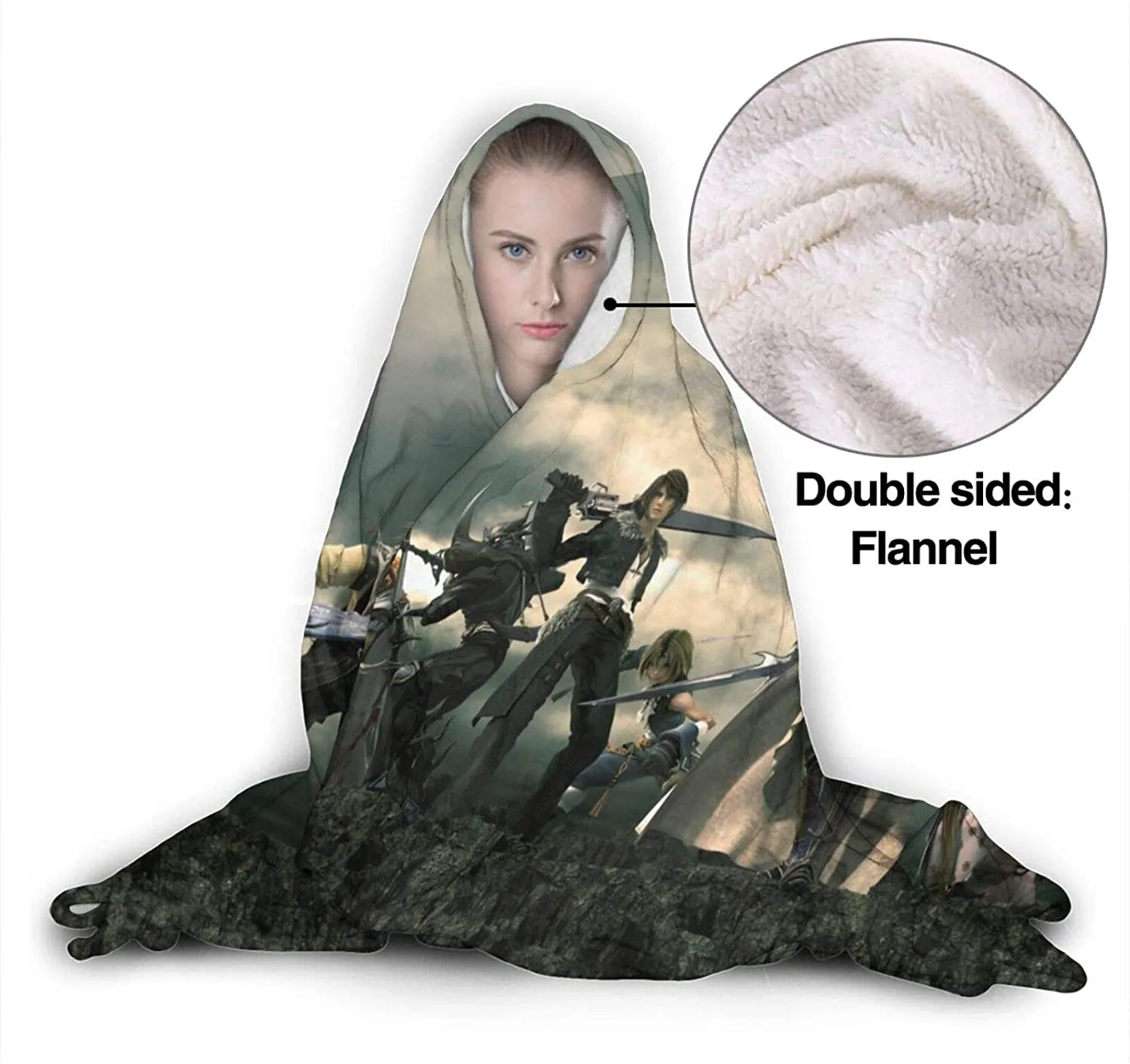 Final Fantasy Hooded Blankets - Anime Fleece Flannel Blankets