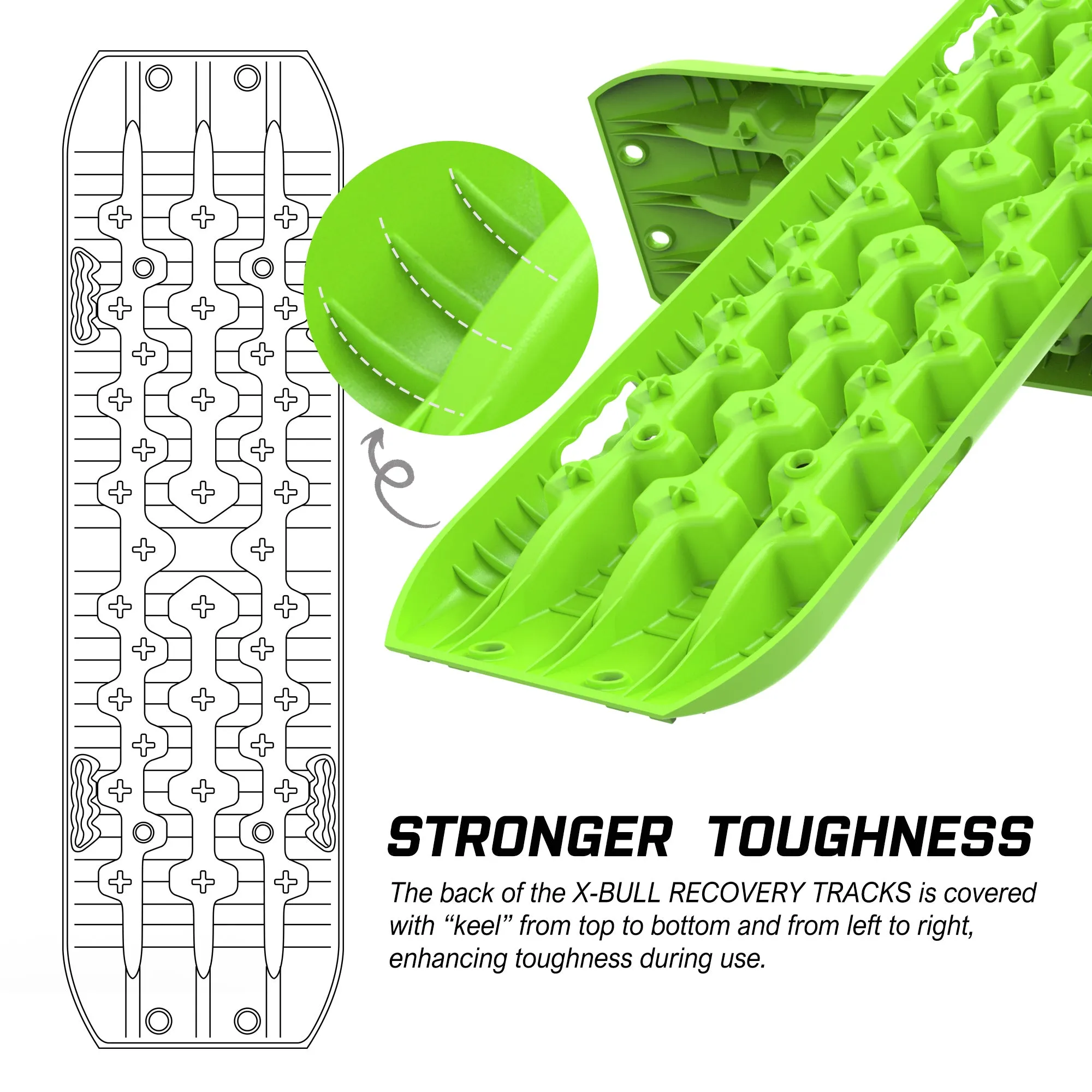 Heavy Duty 4WD Recovery Tracks, U-Shape, Nylon, 10 Ton, X-BULL