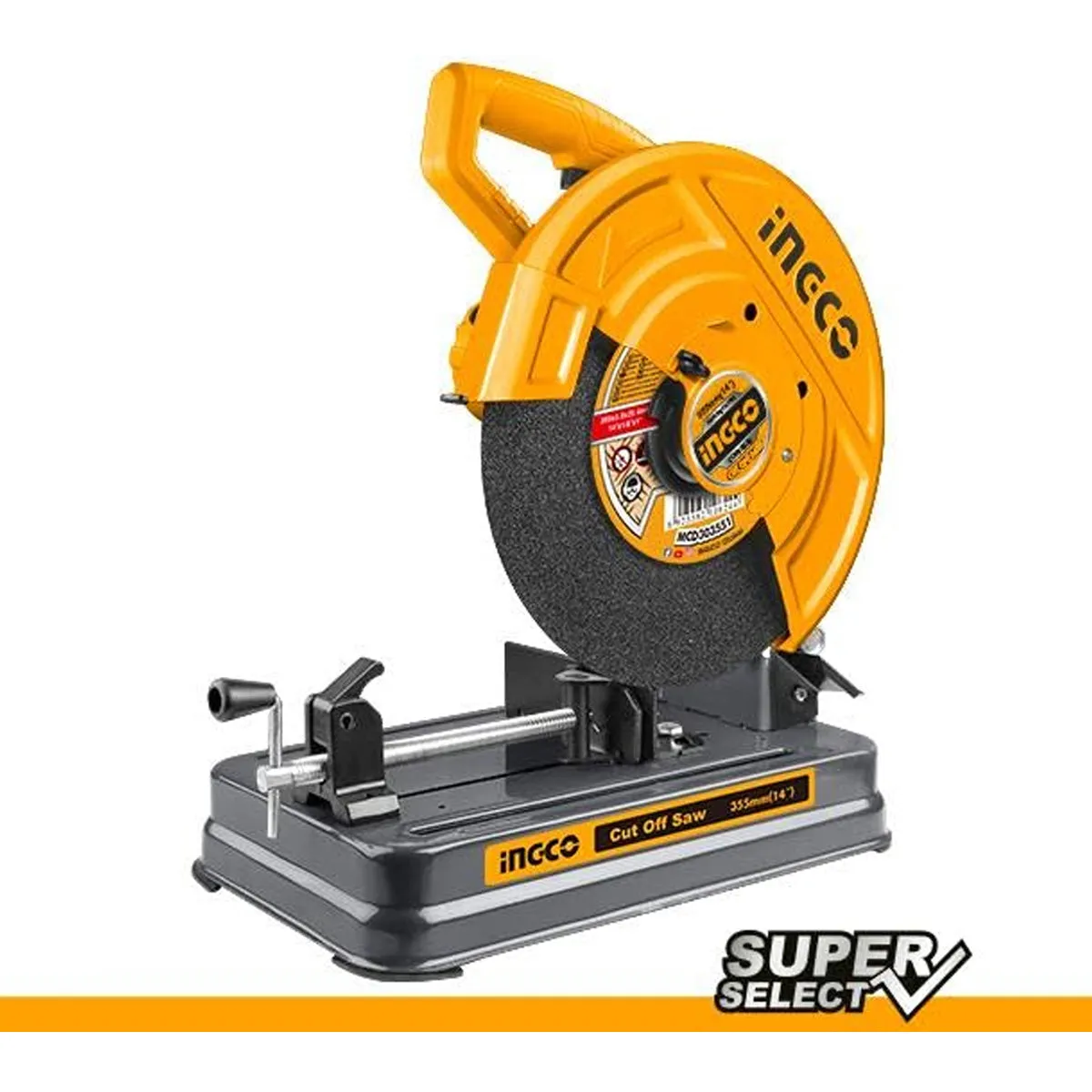 Ingco COS223589 Cut Off Saw - 2200W Electric Chop Saw with 3700rpm, Heavy-Duty Steel Base, and 1pc 355mm Cutting Disc