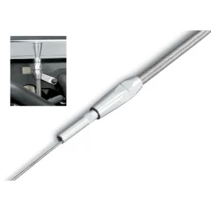 Lokar Engine Oil Dipstick - Block Mount - Braided Stainless Housing - Aluminum - Clear Anodize - Small Block Ford