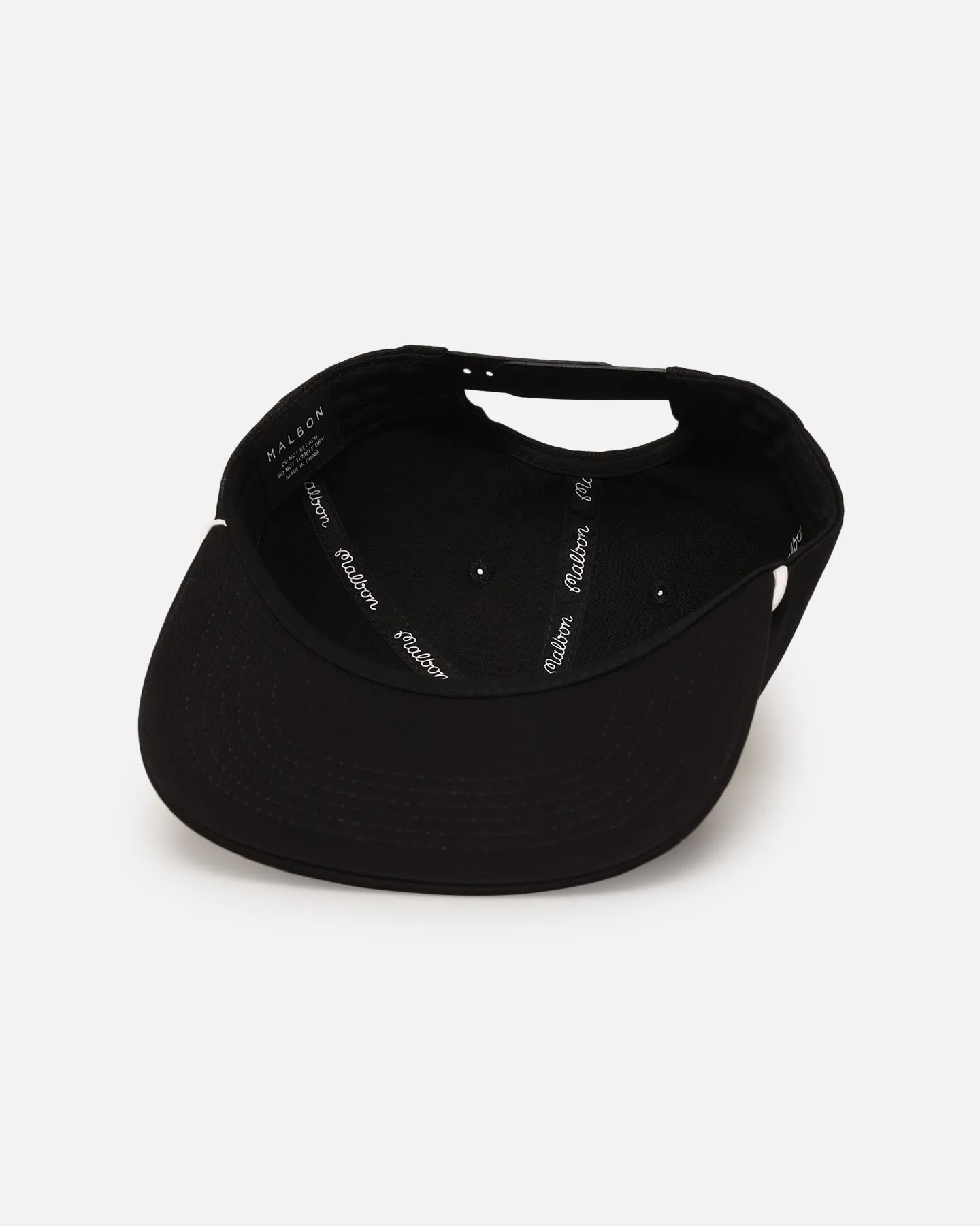 Malbon Cotton Twill Rope Snapback Hat Black/White