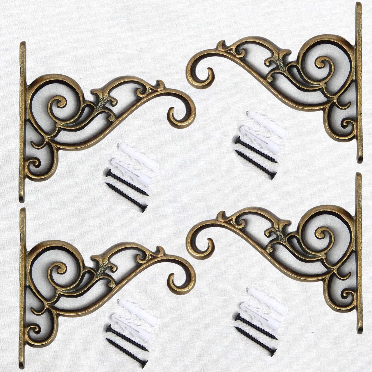 Metal Wall Hook Hanging Plant Bracket, Brass Antique