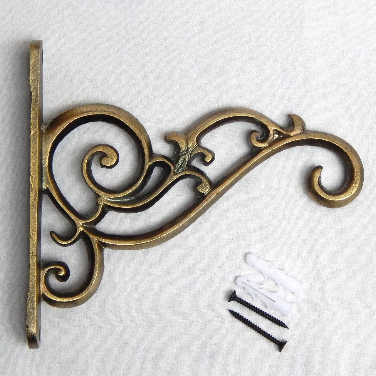 Metal Wall Hook Hanging Plant Bracket, Brass Antique
