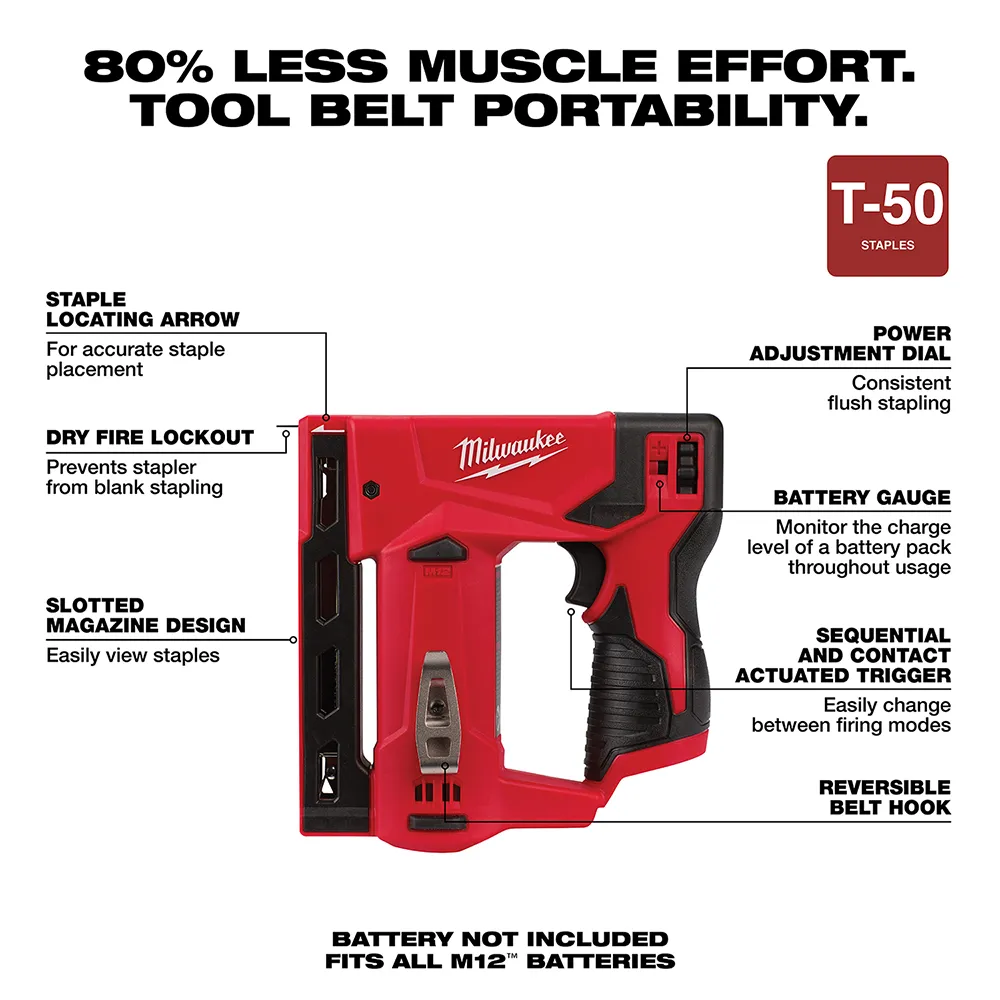 Milwaukee M12 3/8" Crown Stapler