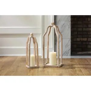 Mud Pie Tall Beaded Lantern Set