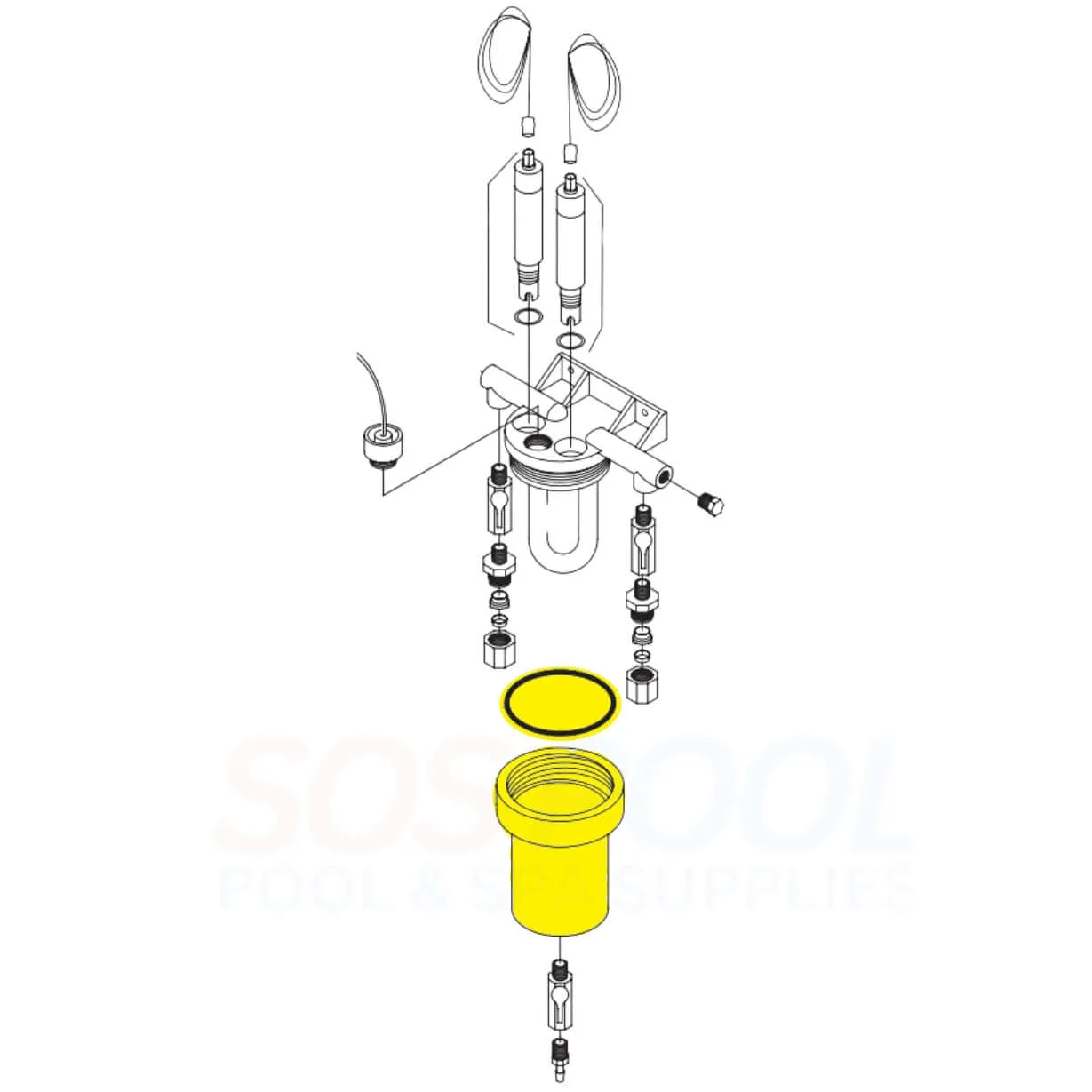 Pentair Flow Cell Jar For AK1200 IntelliChem Chemical Controller | Clear | 754000340