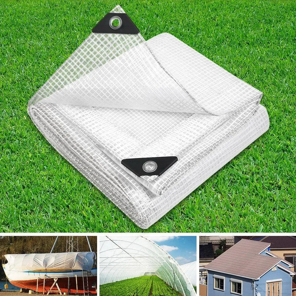 Poly Tarpaulin Heavy Duty Tarp 135gsm Cover - 6M x 9M - Clear