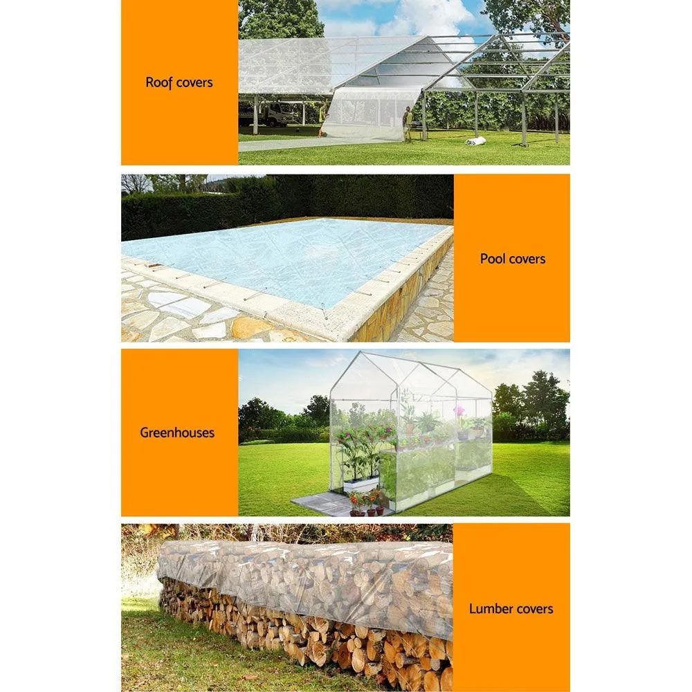 Poly Tarpaulin Heavy Duty Tarp 135gsm Cover - 6M x 9M - Clear