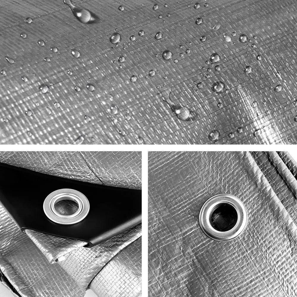 Poly Tarpaulin Heavy Duty Tarp Cover - 3.6M x 4.8M -180gsm Silver
