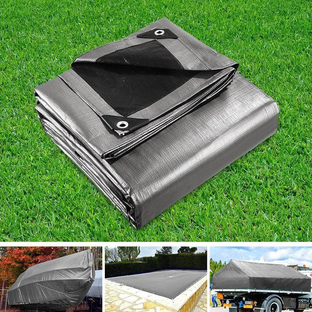 Poly Tarpaulin Heavy Duty Tarp Cover - 3.6M x 4.8M -180gsm Silver