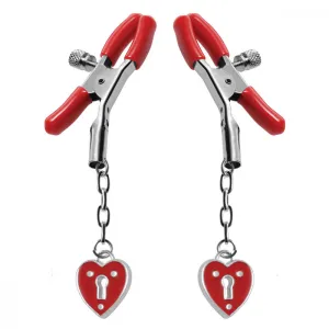 Red Heart Padlock Nipple Clamps