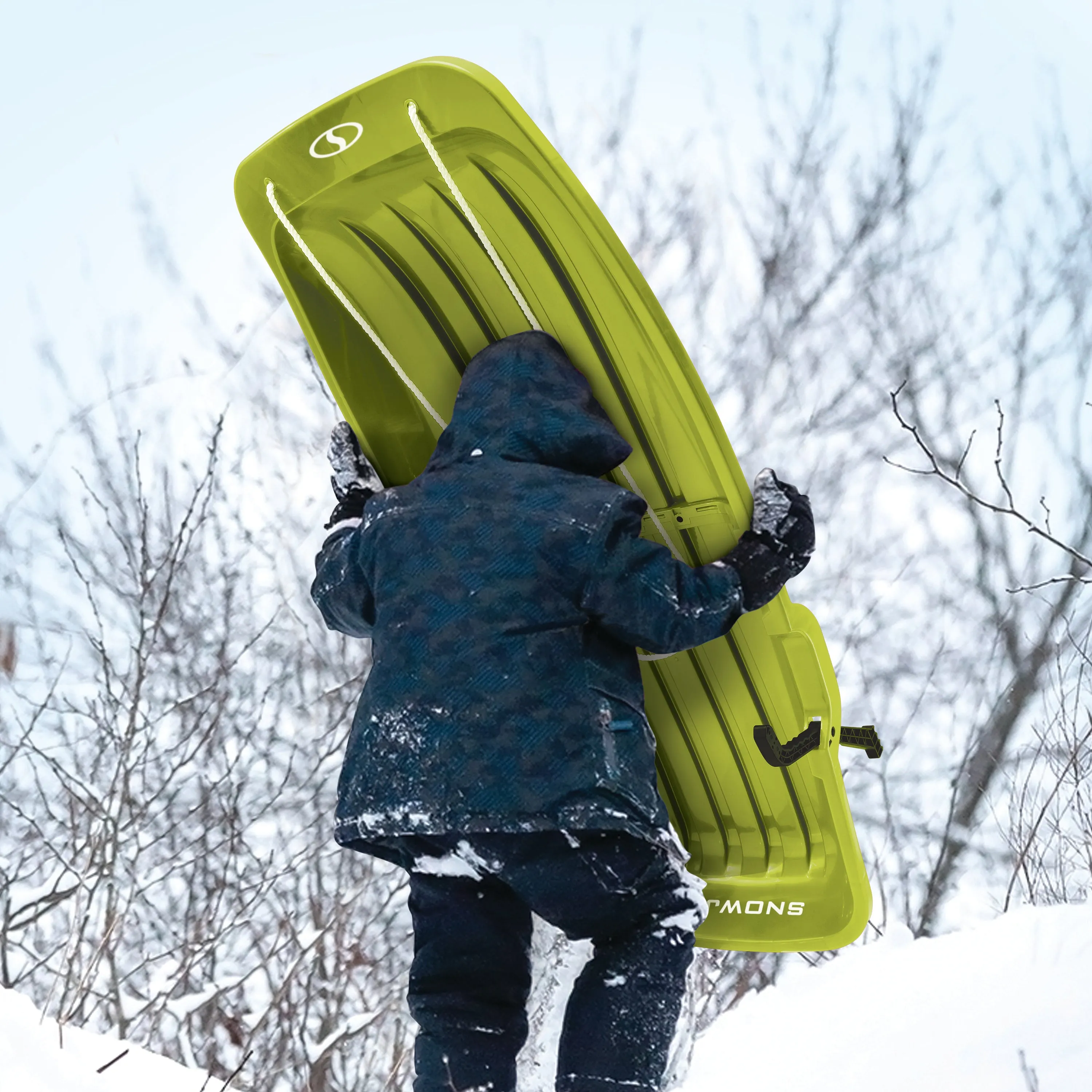 Snow Joe SJ-SLD48-GRN Snow Sled for Kids 4 & Up | Fits 2 Riders | 48-inch (Green)
