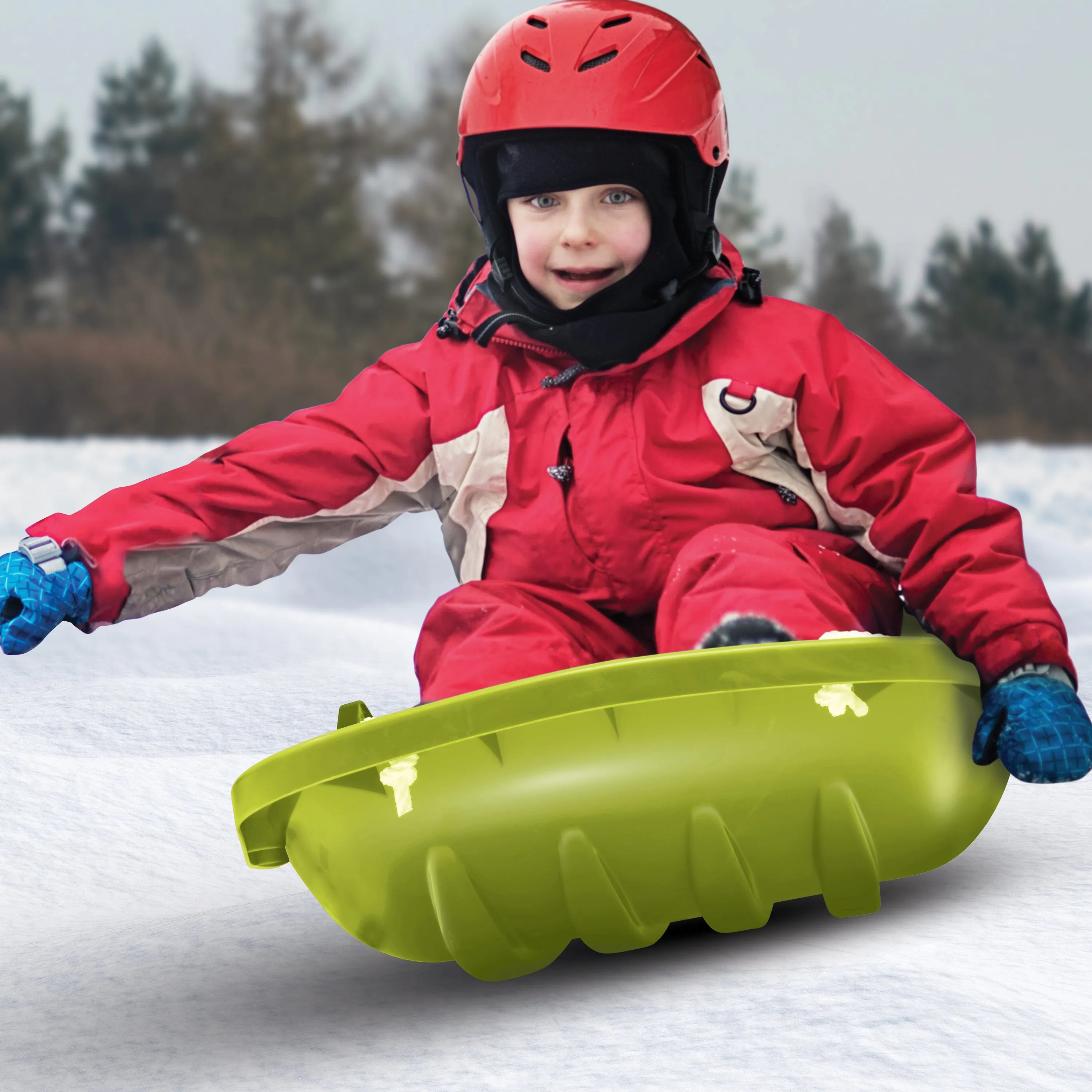 Snow Joe SJ-SLD48-GRN Snow Sled for Kids 4 & Up | Fits 2 Riders | 48-inch (Green)