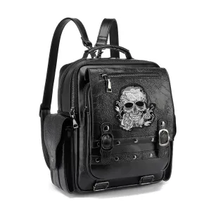 Steampunk Skull Head Rose Embroidered Backpack / Durable Large Capacity Rucksack