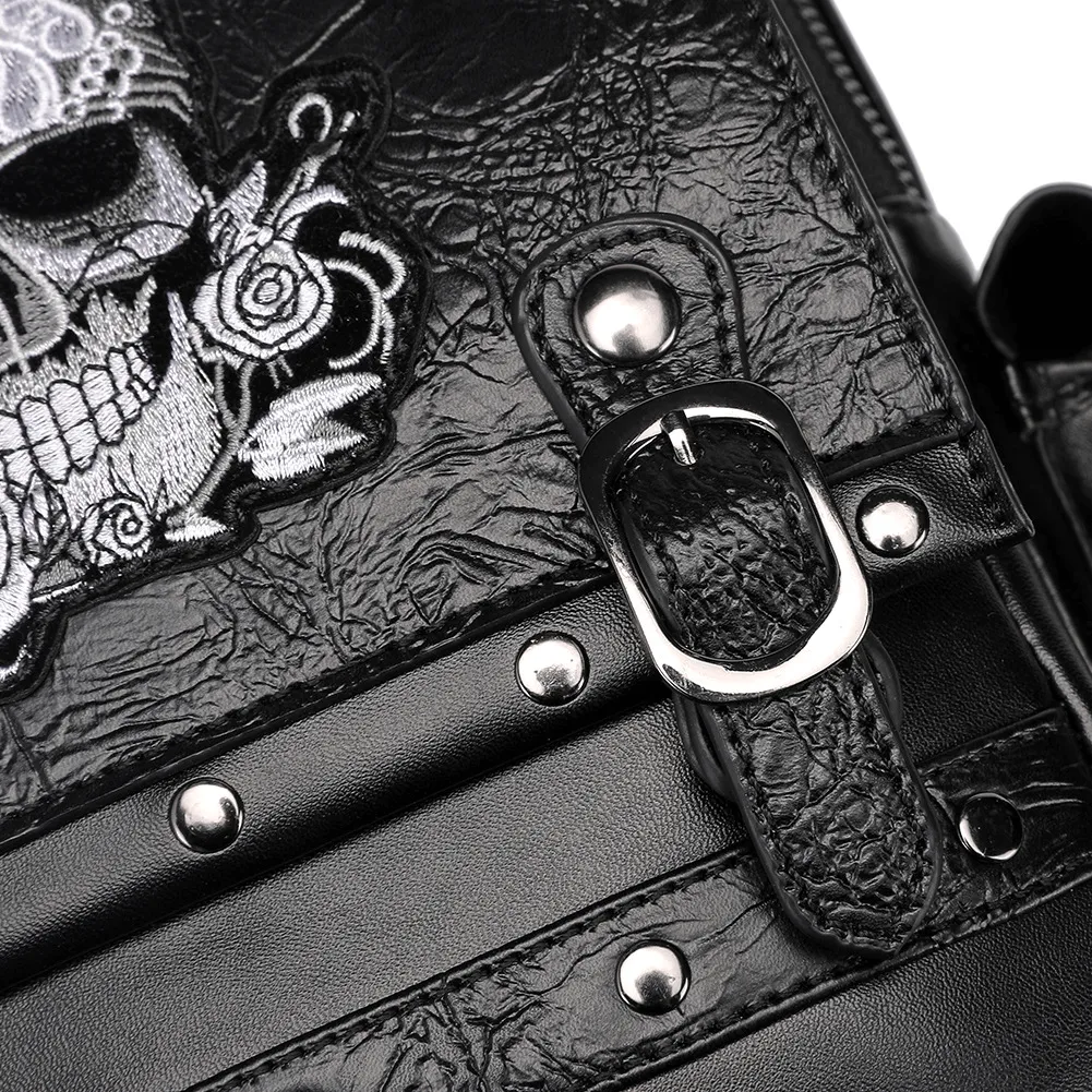 Steampunk Skull Head Rose Embroidered Backpack / Durable Large Capacity Rucksack